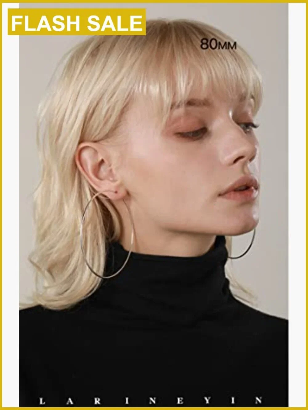 Big Hoop Earrings 80mm Huggie Hoops Sterling Silver Plated Hypoallergenic